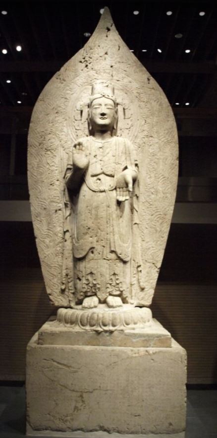 中国の仏像】《菩薩立像》中国、南北朝時代・北斉、6世紀、石灰岩