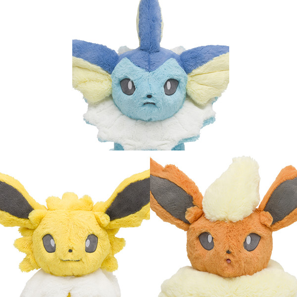 ポケモン ふわふわ抱きぬいぐるみ シャワーズ・サンダース・ブースター