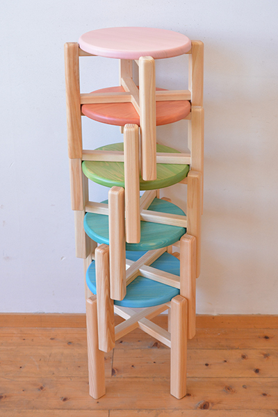 ひのき無垢 カラフルスツール | HINOKICRAFT