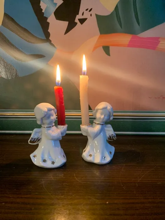 フランス 70s 天使 キャンドル ホルダー・スタンド 陶器 ホワイト