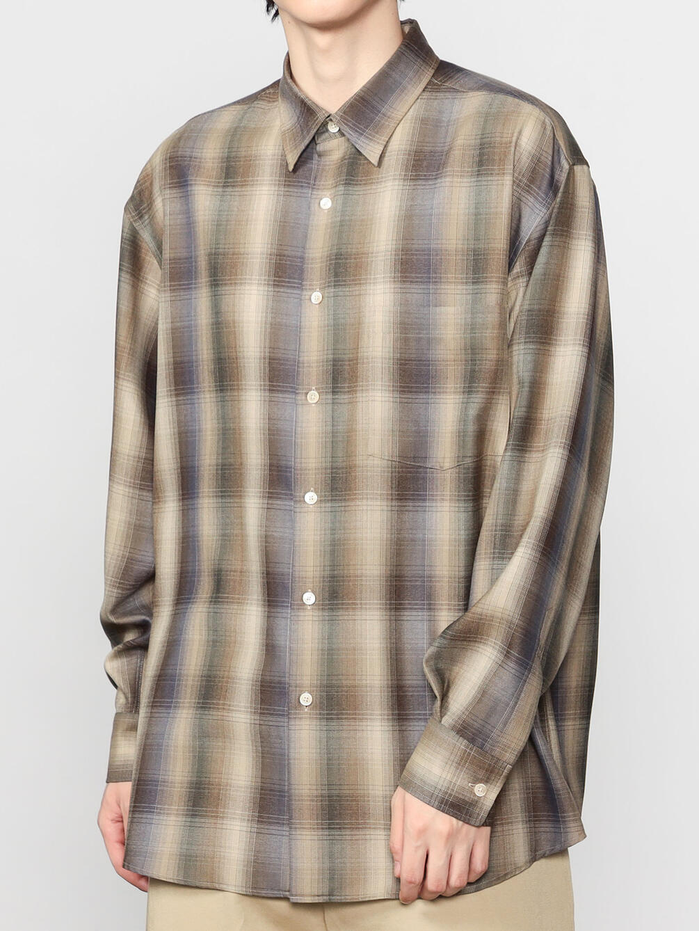 AURALEE | SUPER LIGHT WOOL CHECK SHIRT MEN