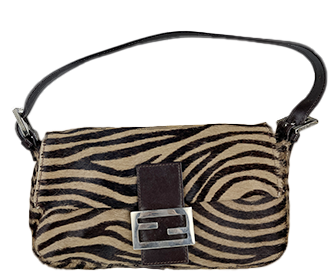 マンマバゲット ゼブラ柄 ハラコ レザー ブラウン ショルダーバッグ