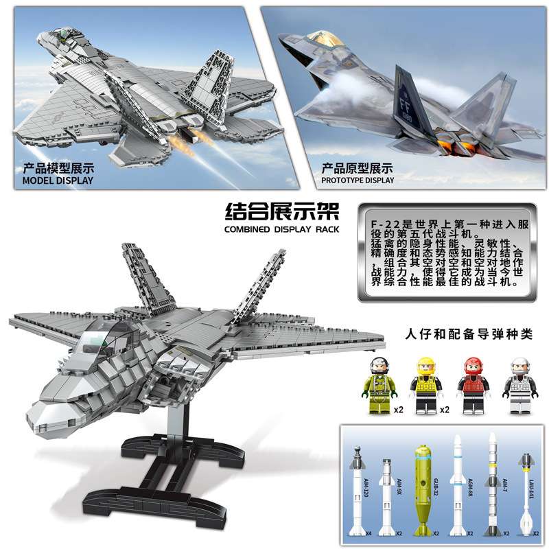 Technic F22 Raptor Fighter 9002 MINGDI Brick Set - Brixtoy