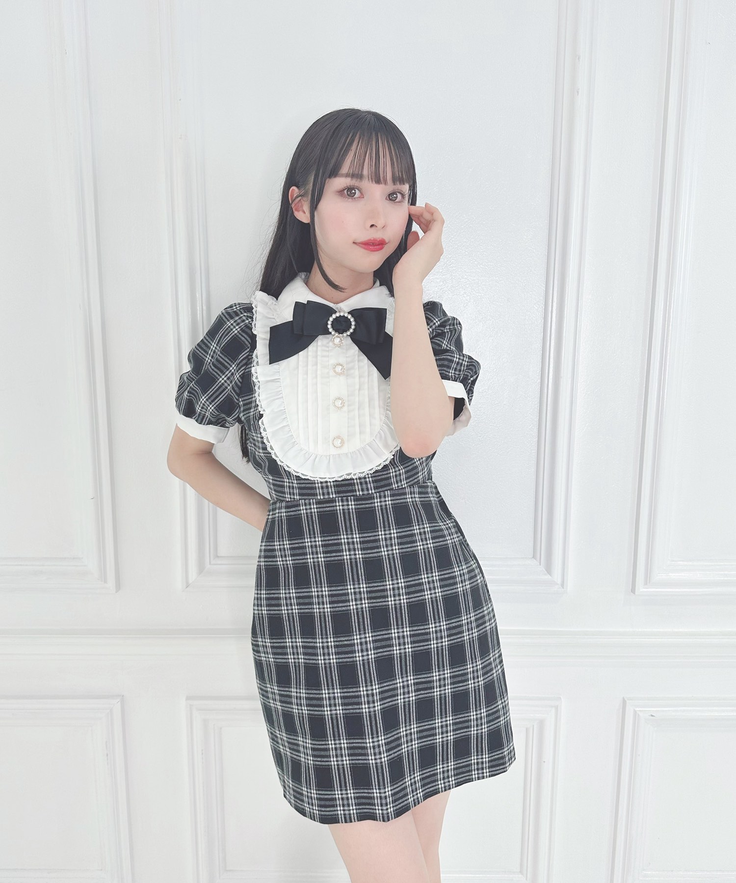 チェック柄切替フリルワンピース – BUNNY APARTMENT