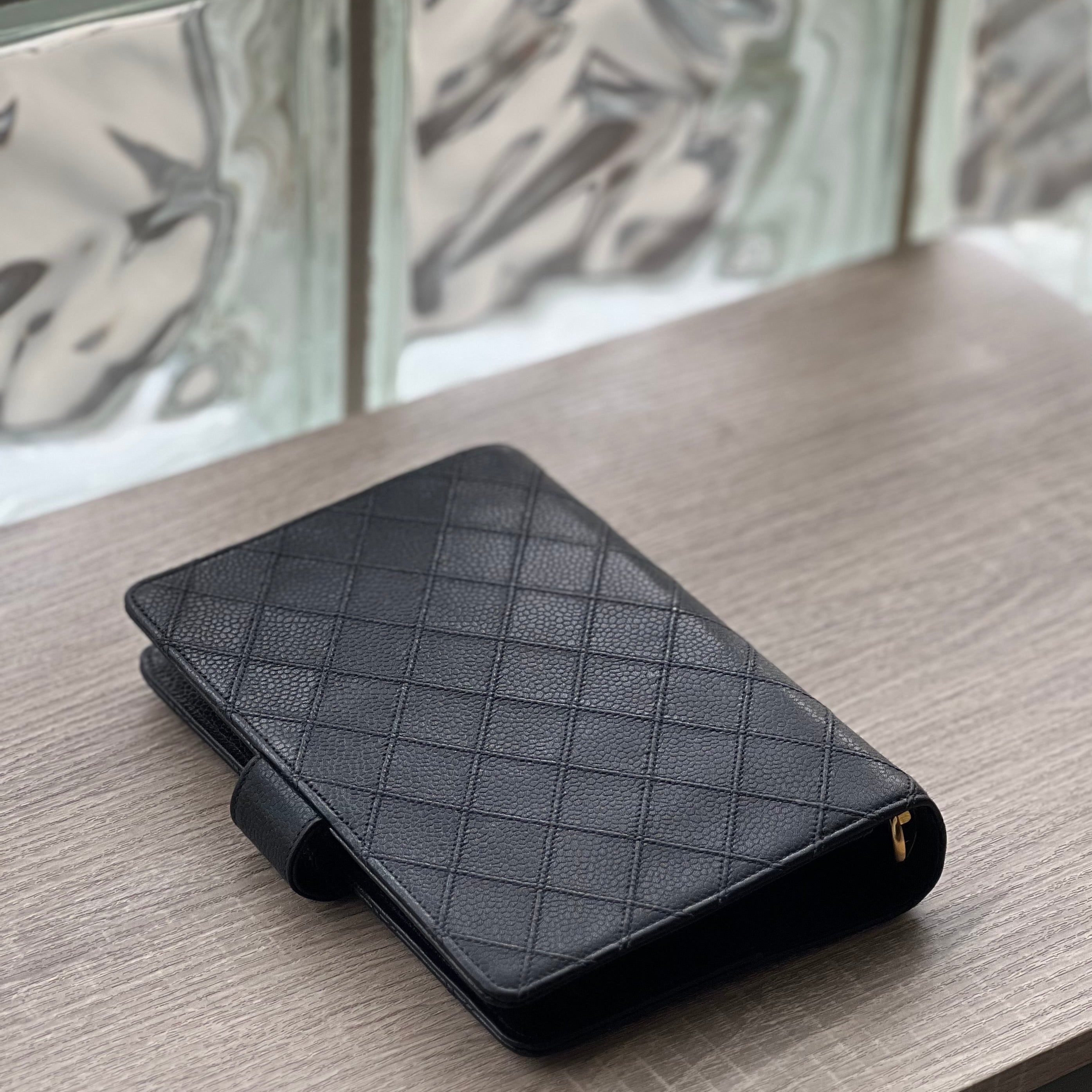 Chanel Matrasse Quilted Black MM Agenda with Card and Box – ByAsteria
