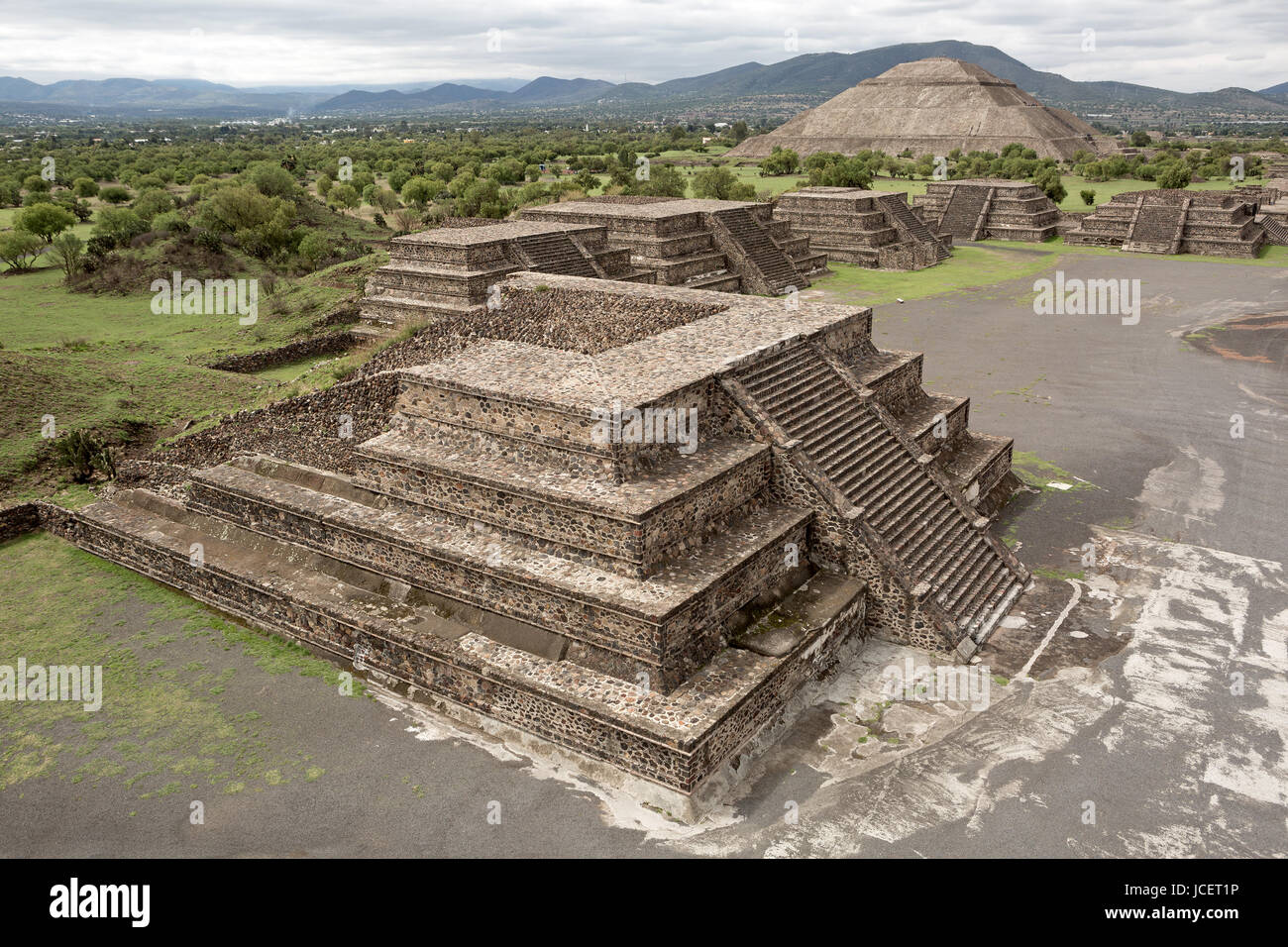 flat top pyramids in Teotihuacan with the Pyramid of the Sun in