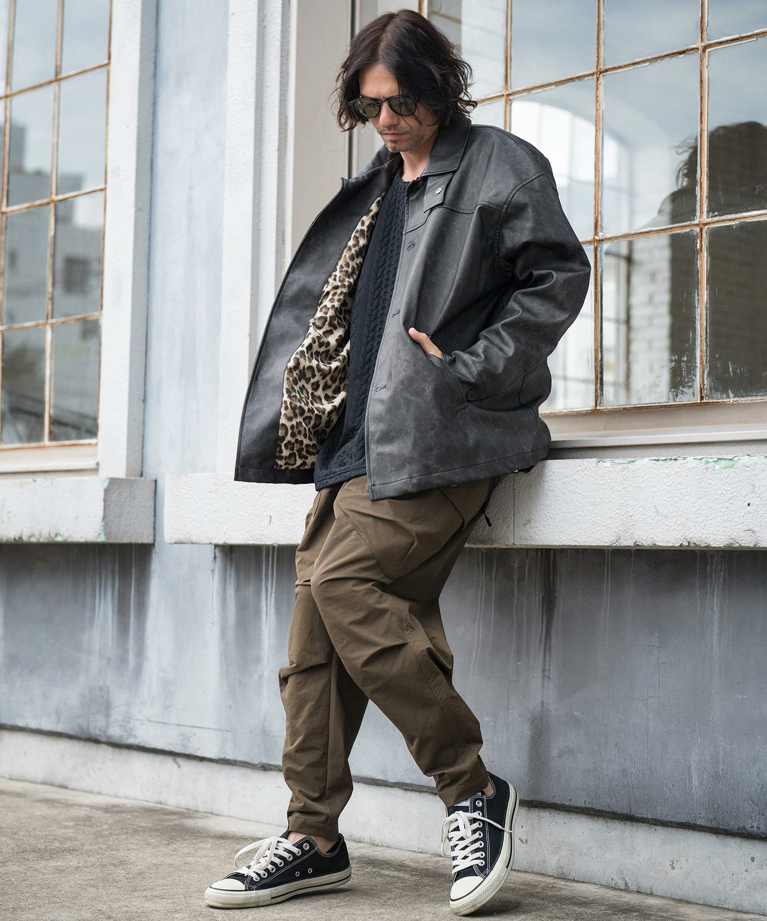 30%OFF【CAMBIO(カンビオ)】 Vintage Like Synthetic Leather Half