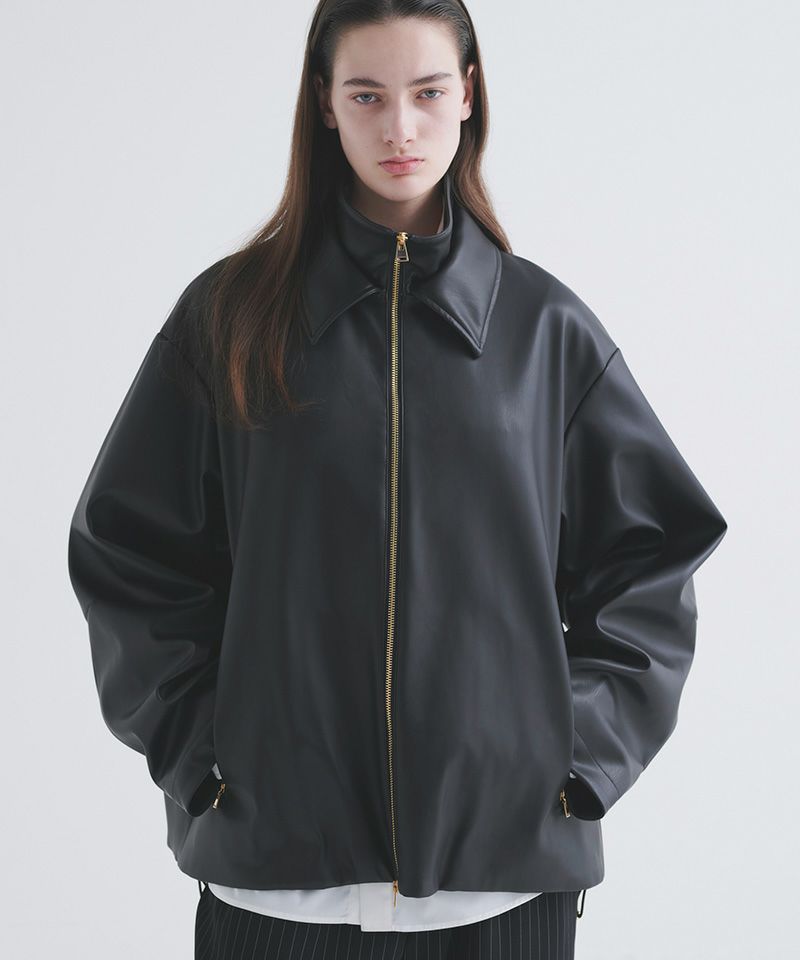 50%OFF【CULLNI(クルニ)】Faux Leather Dot Button Hoodie Blouson