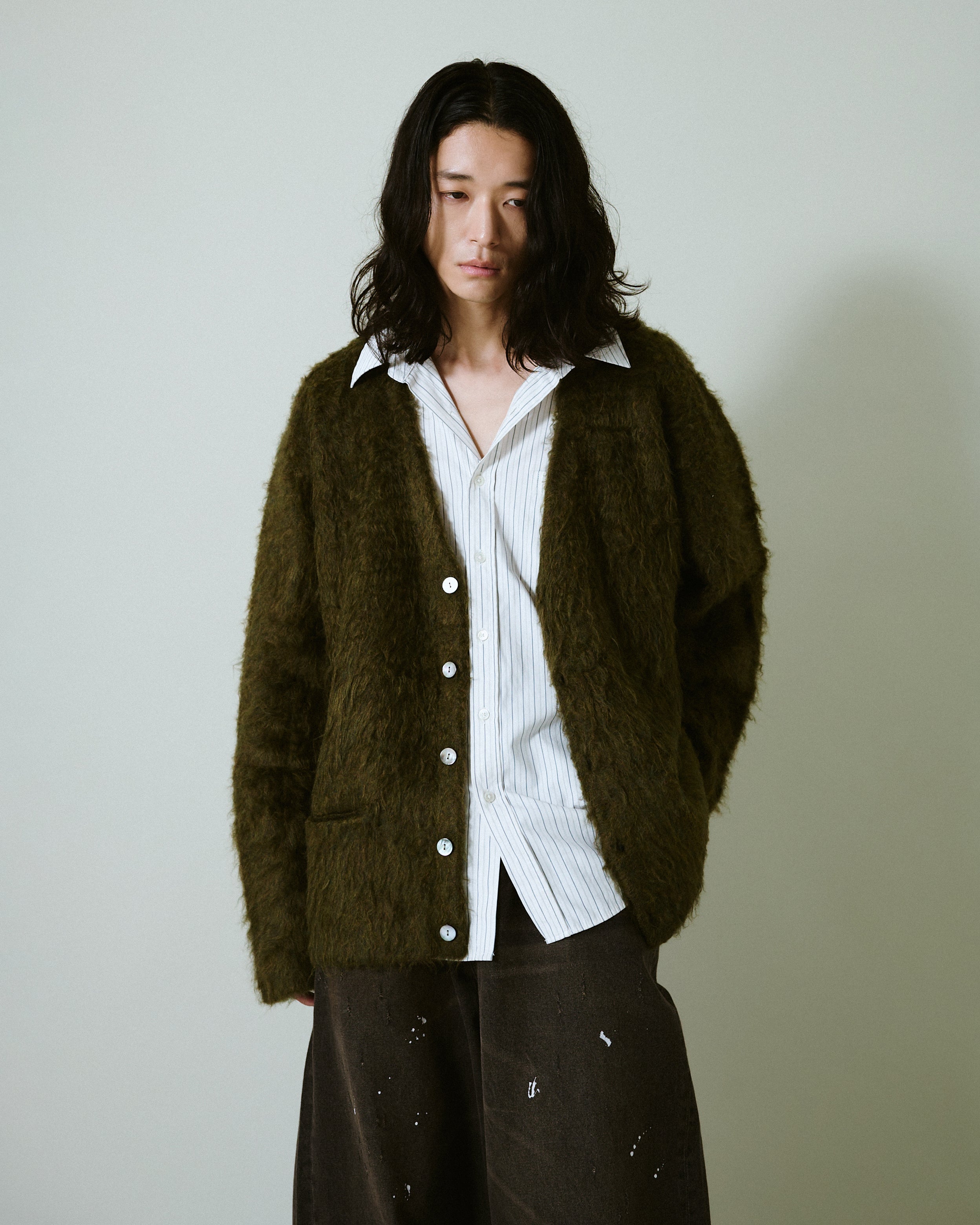 MOHAIR TOUCH SUPER SHAGGY CARDIGAN – CAMPHOR WOOD - OFFICIAL
