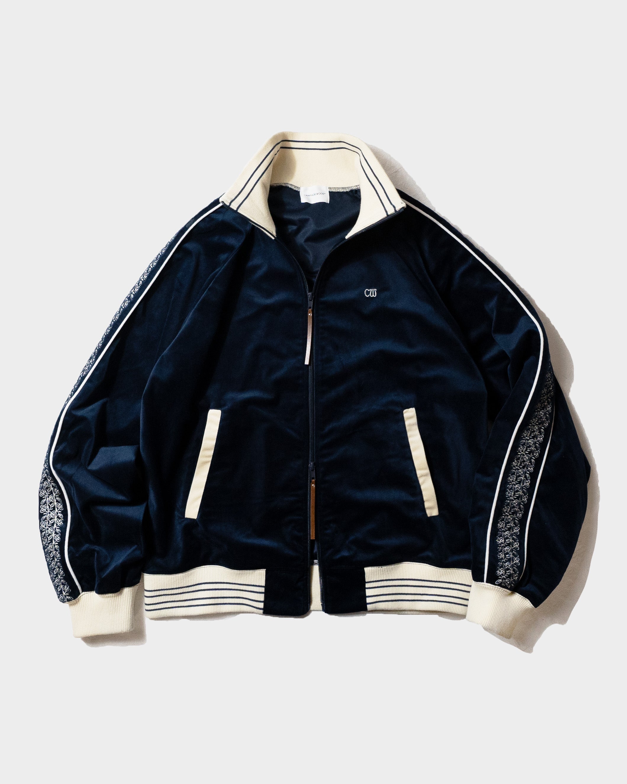 velvet flower embroidery line track jacket – CAMPHOR WOOD