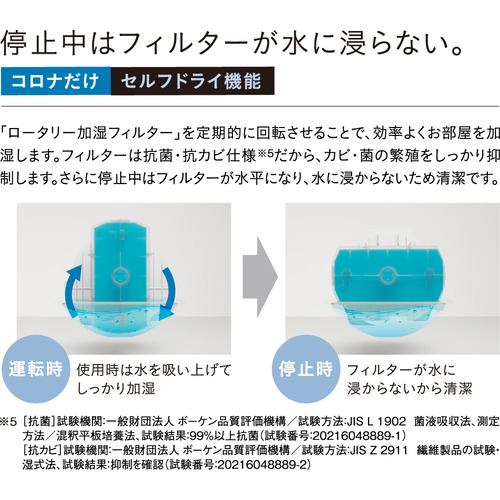 CORONA UF-H5024R(W) ハイブリッド式 加湿器 加湿量 500ml／h クリア