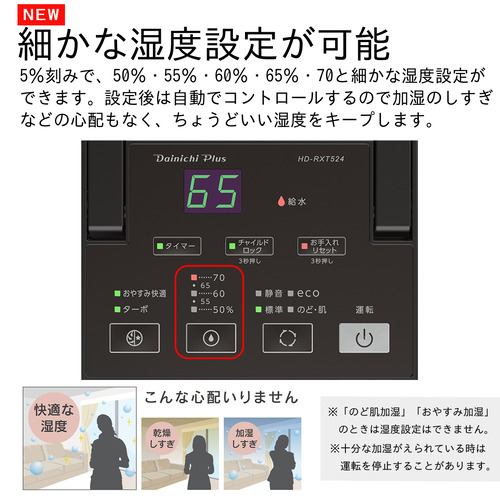 ダイニチ工業 HD-RXT524 加湿器 加湿量 500ml／h ホワイト×ブラック