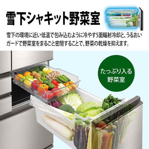 シャープ 冷蔵庫 502L 観音開き 6ドア 幅68.5cm メガ冷凍室 シャキット