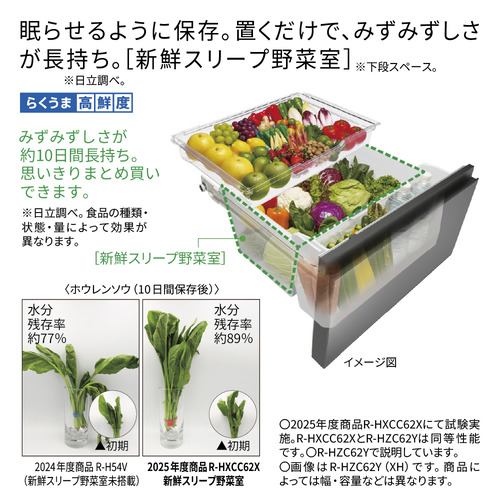 日立 冷蔵庫 540L 観音開き 6ドア 幅65cm 真空氷温ルーム らくうま高