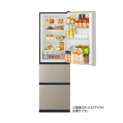 日立 R-V32TVL N 冷蔵庫 315L・左開き ライトゴールド RV32TVL N