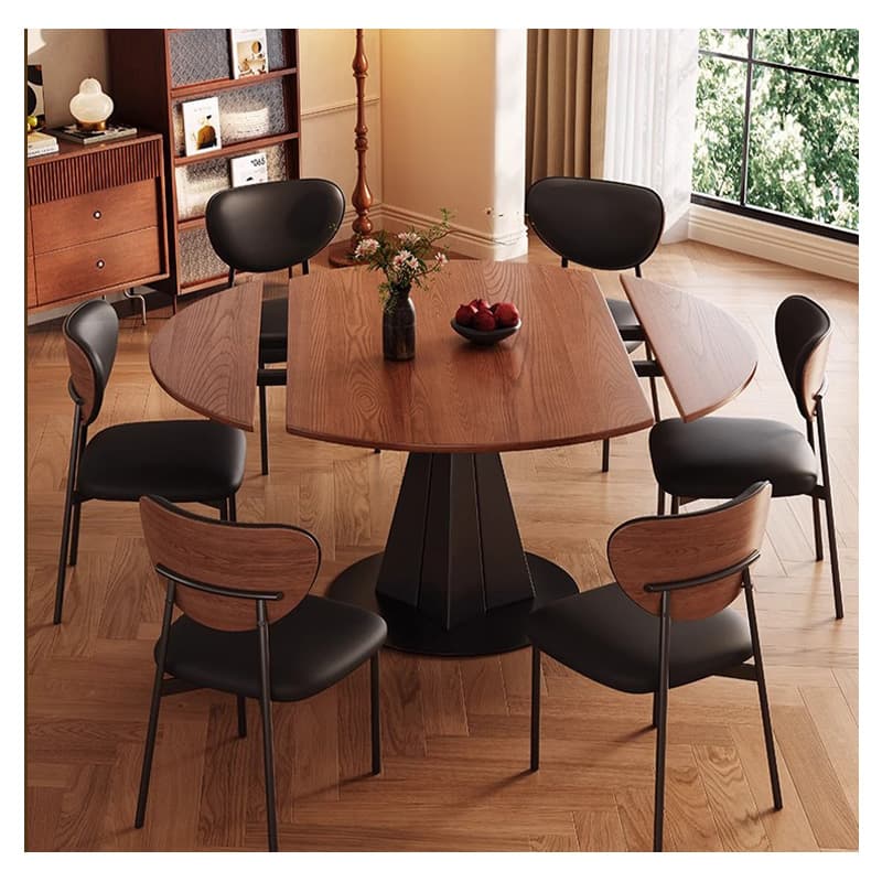 回転伸長式ダイニングテーブル・幅76~120cm・4人掛け/6人掛け・楕円形