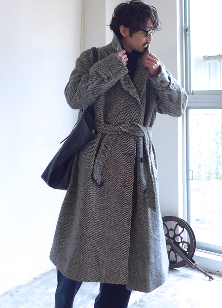 1970s Vintage Aquascutum Belted Tweed Coat ヴィンテージアクア