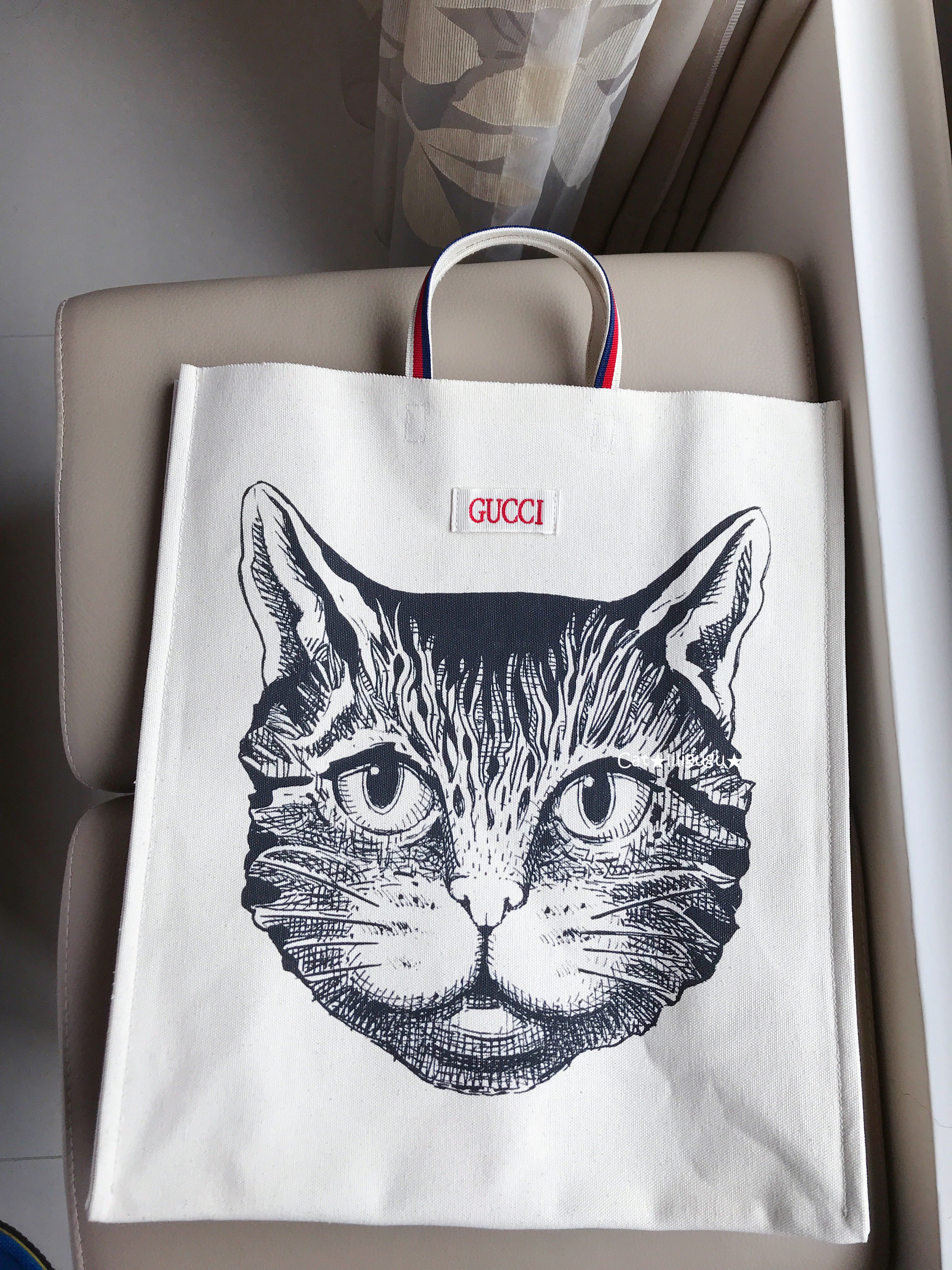 グッチ)猫/ネコ☆プリントトートバック☆キャンバス (GUCCI/トート