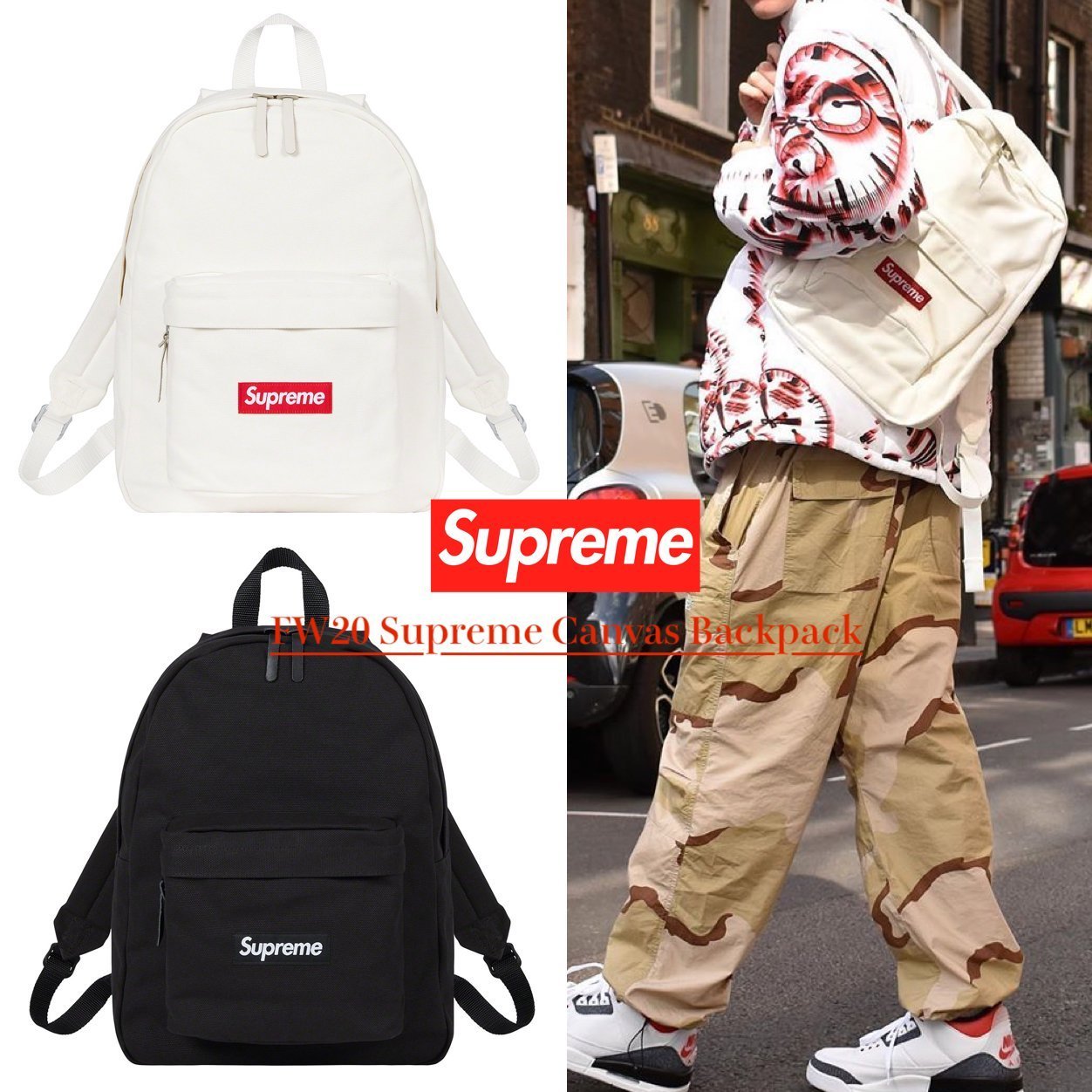 FW20 Supreme Canvas Backpack - キャンバス バックパック (Supreme