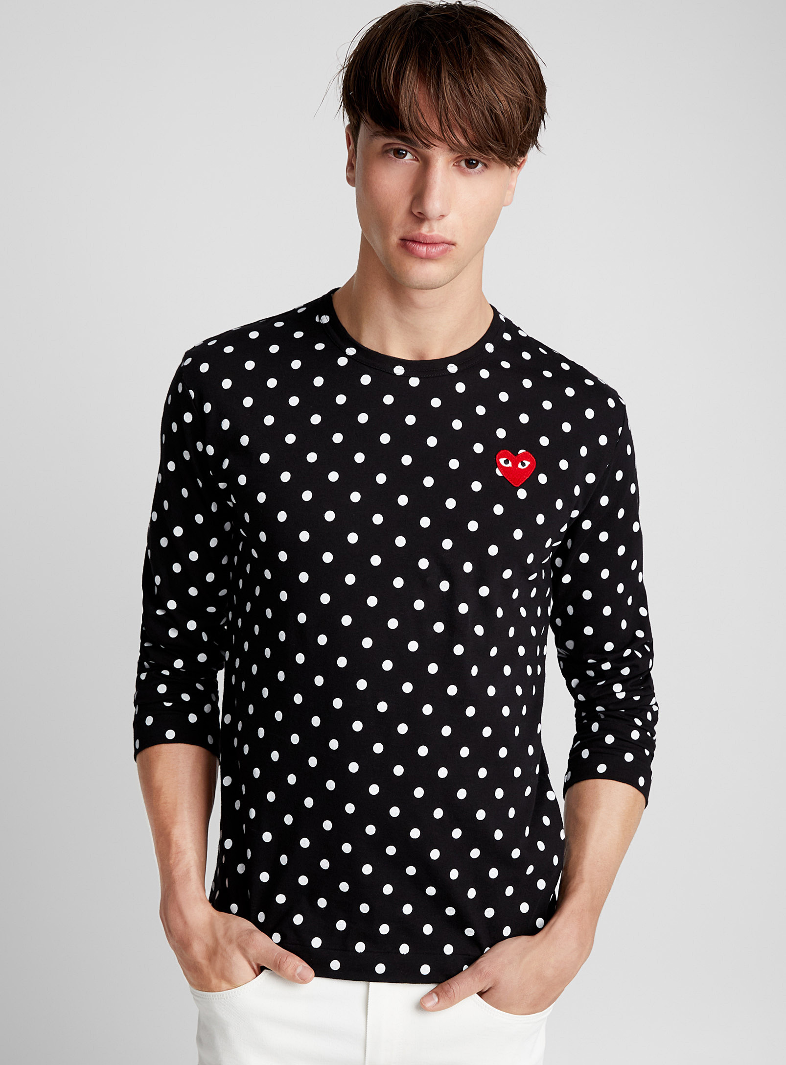 COMME des GARCONS メンズ ドット 長袖 Tシャツ (COMME des GARCONS/T