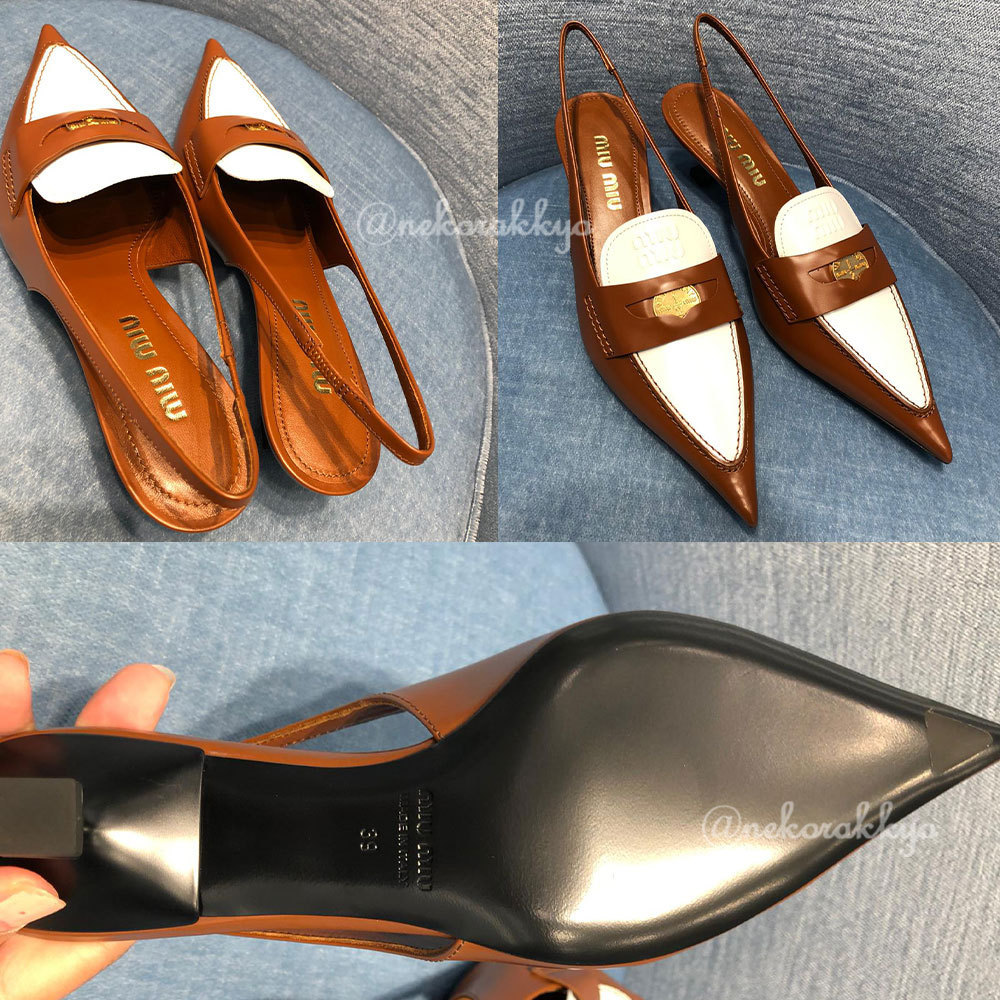 MiuMiu☆ Leather loafers with heel ☆ヒールローファー ☆送込