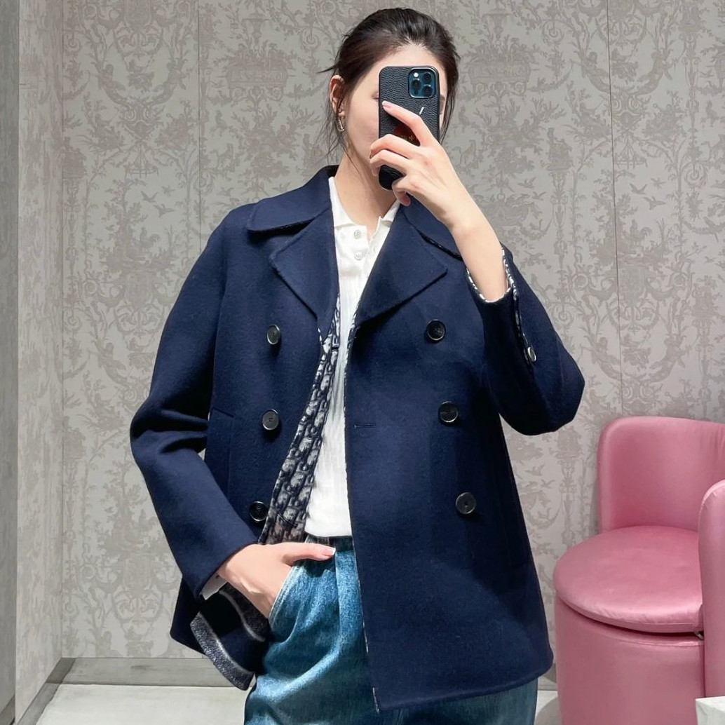 Dior ピーコート《CABAN》ネイビー Oblique ウール DHL 直営店 (Dior
