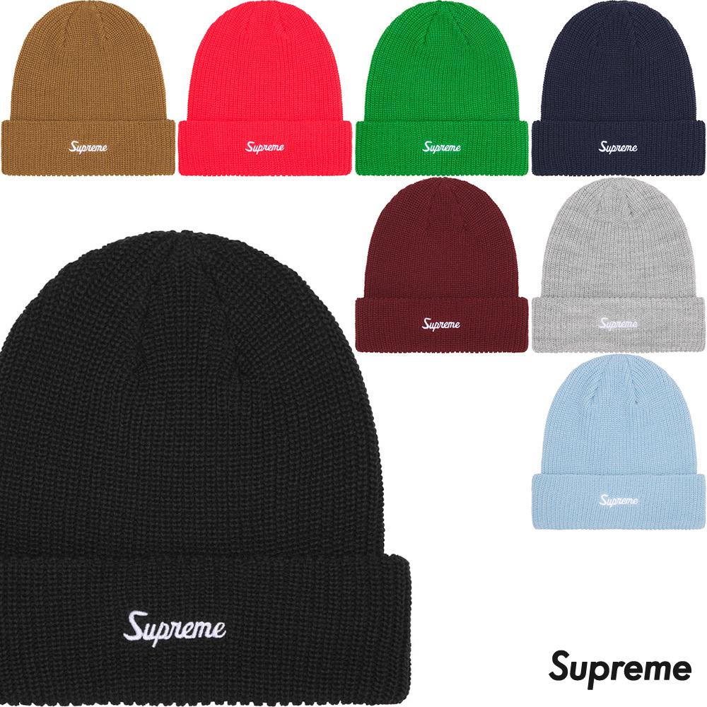 即納】Supreme ニット帽 Loose Gauge Beanie ロゴ ビーニー (Supreme