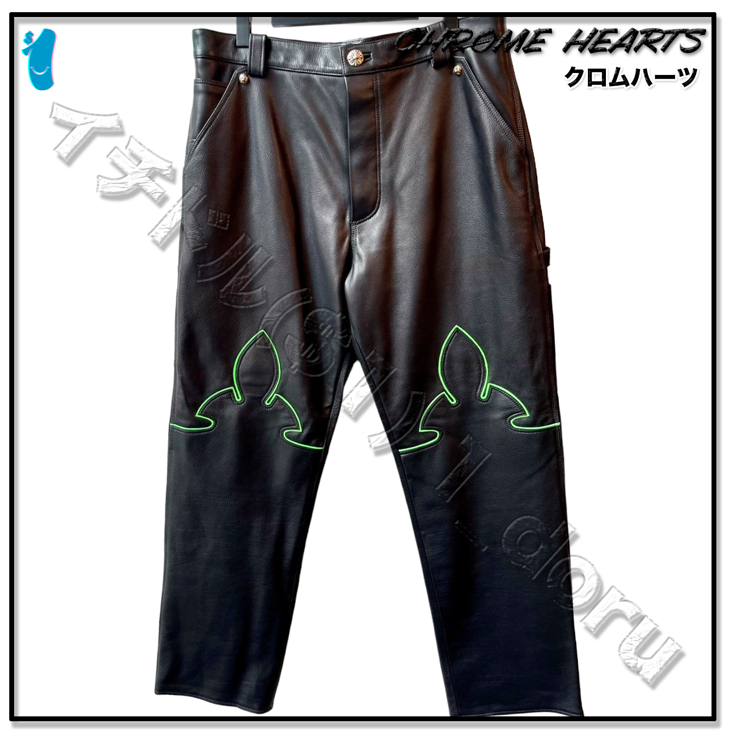 希少 +CHROME HEARTS+ フレアニー レザーパンツ LEATHER PANTS (CHROME
