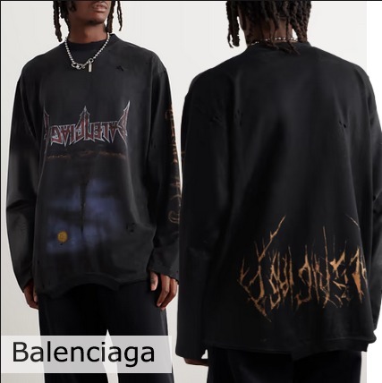 23AW】BALENCIAGA ParisMoon ロンT ロゴ 長袖 UpsideDown (BALENCIAGA