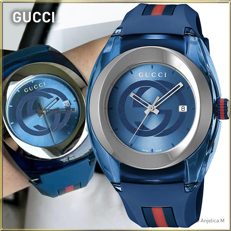 ☆レア☆GUCCI Sync XXL Blue Rubber Strap Sport Watch Unisex (GUCCI