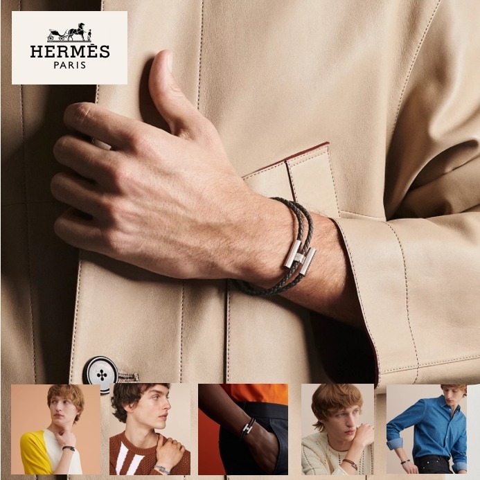 関税込HERMESエルメス トゥルニ トレッセ レザーブレスレット (HERMES