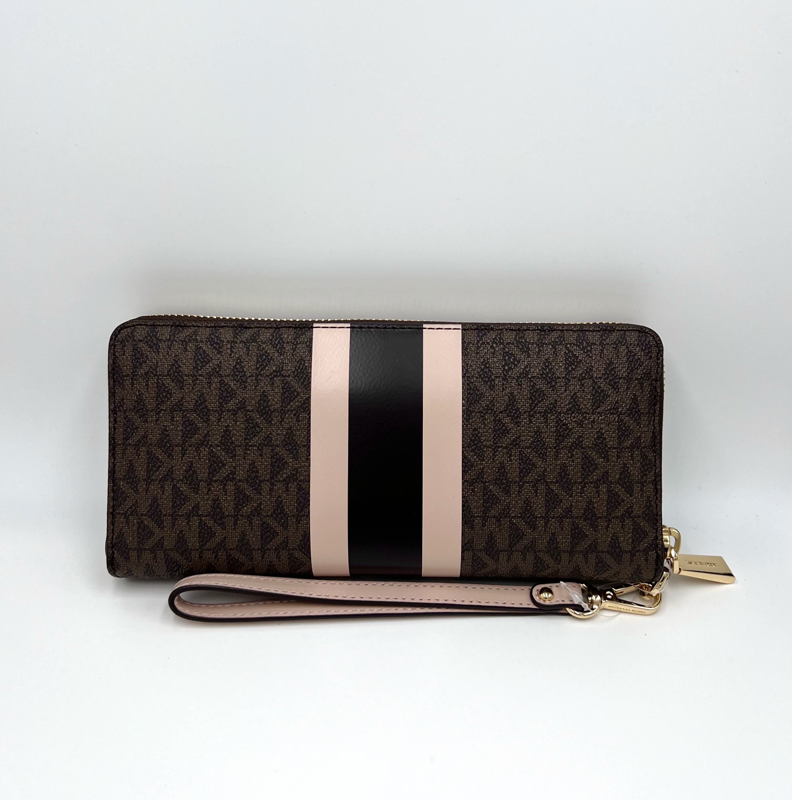 Michael Kors リストレット付き♪人気のロゴ＋ストライプ 長財布
