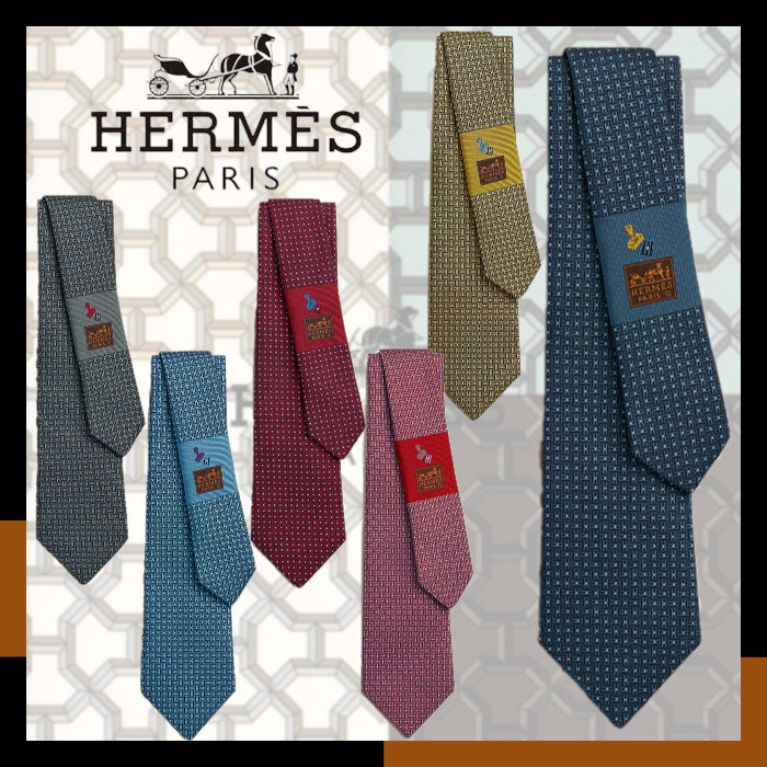 HERMES 人気 お洒落 ネクタイ シルク100％ H ロゴ デコ H Deco (HERMES