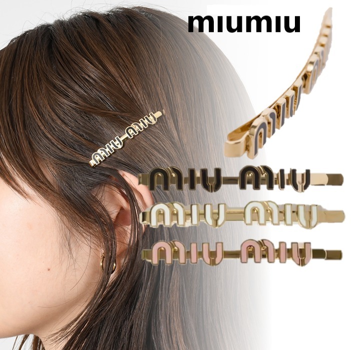 国内直営*MIUMIU** エナメルメタル ヘアクリップ Giftにも (MiuMiu