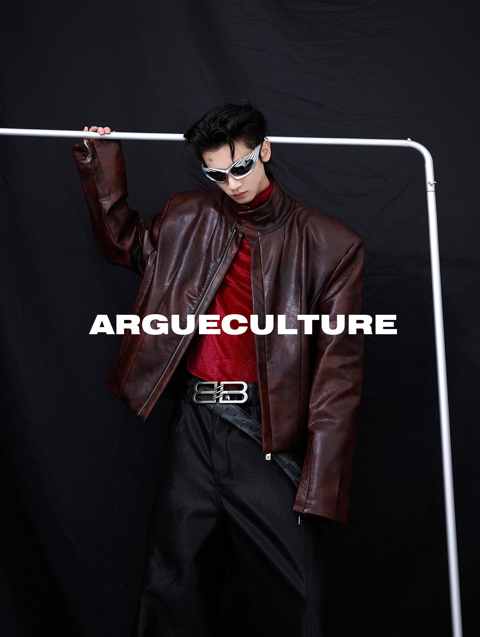 Argue Culture フェイクレザージャケット 肩パット シルエット (Argue