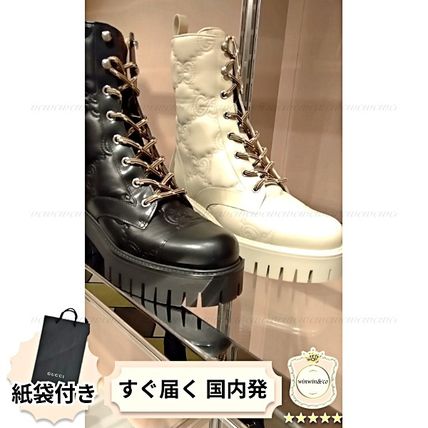 ホワイト（白）系 GUCCI(グッチ) ショートブーツ・ブーティ(レディース