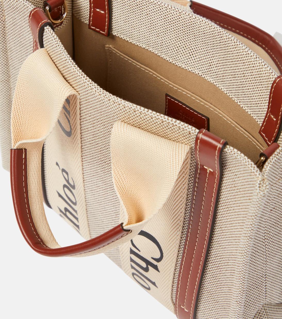 Chloe】ウッディ スモールキャンバストート ショルダー付き (Chloe