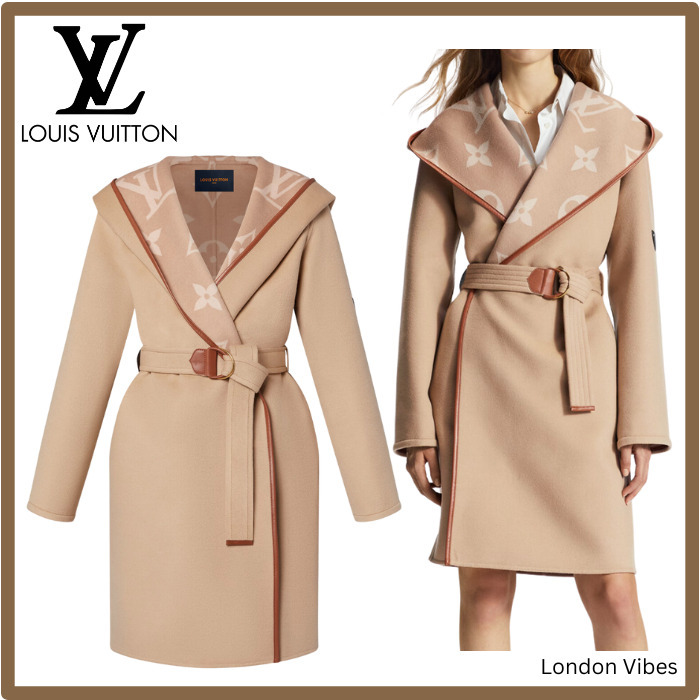 上品カラー♪ LV ダブルフェイス ラップコート ベルト ベージュ (Louis