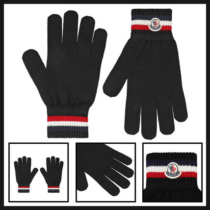 ☆送料関税込☆MONCLER ロゴパッチ トリコロール ウール 手袋 (MONCLER
