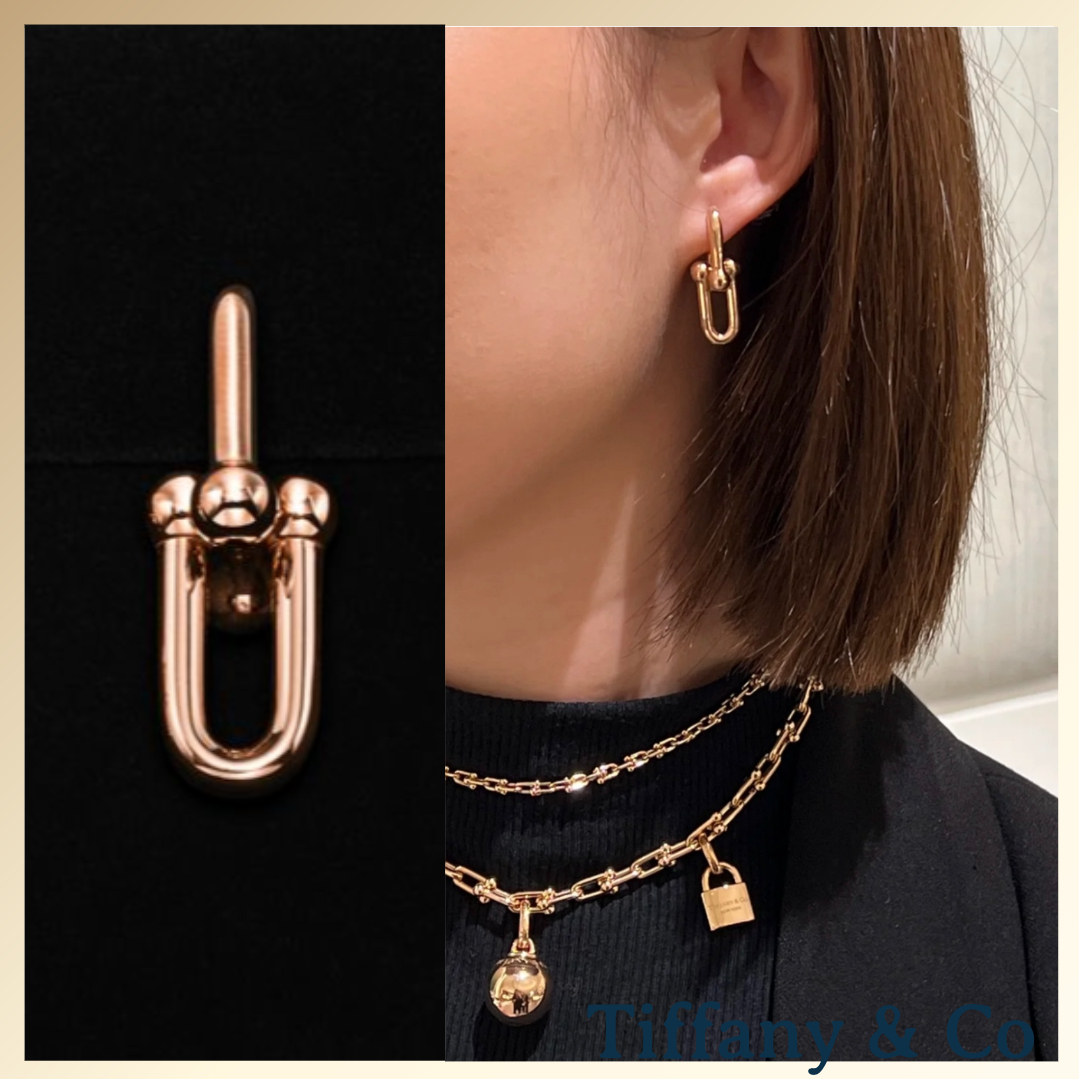 日本完売《Tiffany＆Co》ハードウェアミディアムリンクピアス RG