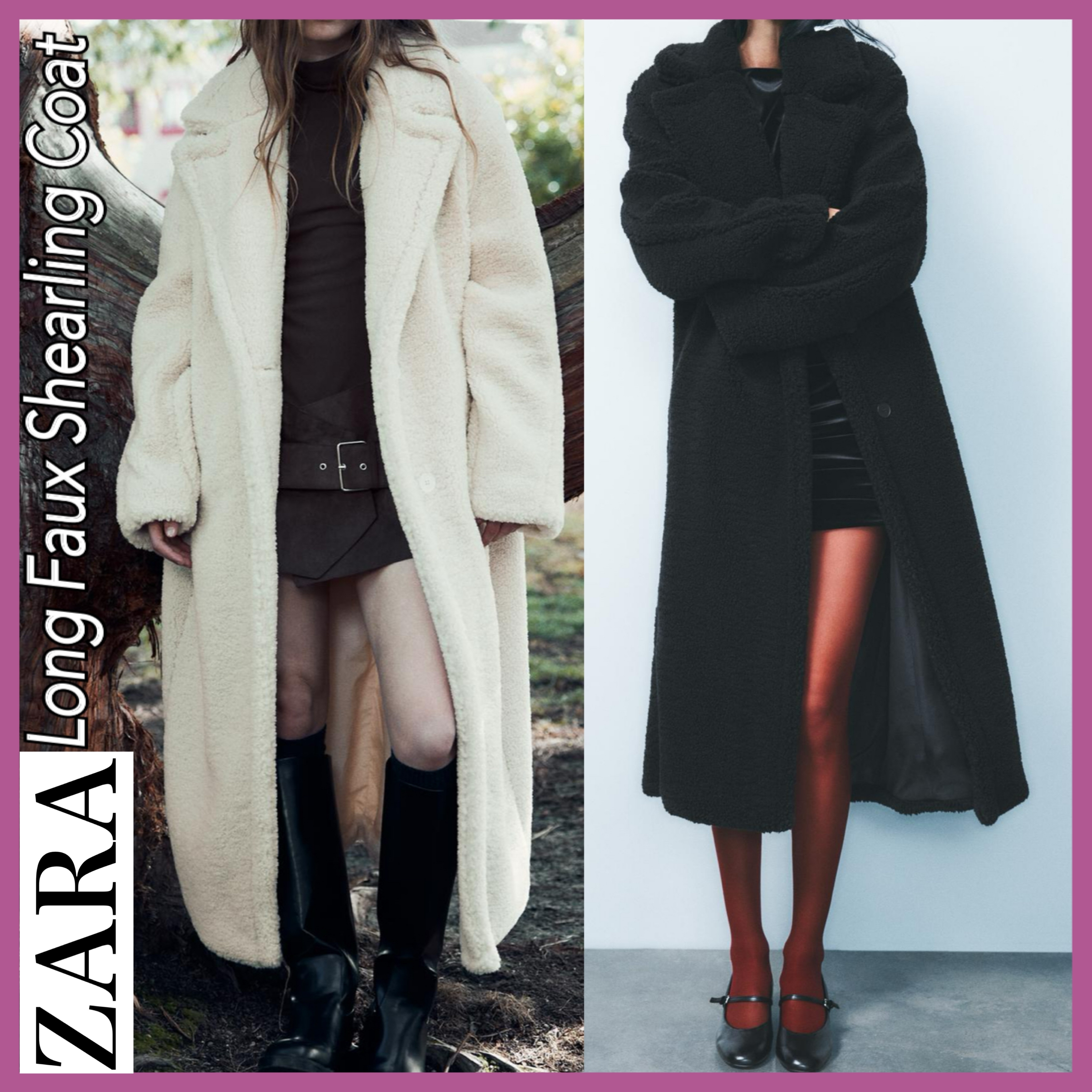 ZARA エクストラロングフェイクボアコート XS テディコート 【公式通販】