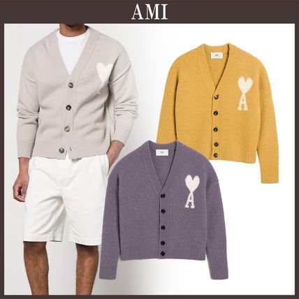 パープル（紫）系 AMI PARIS(アミ パリス) カーディガン(メンズ