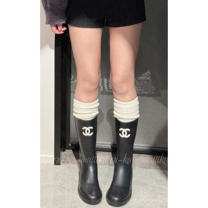 ジェニー着用☆【CHANEL】シャネル CCマーク レインブーツ (CHANEL