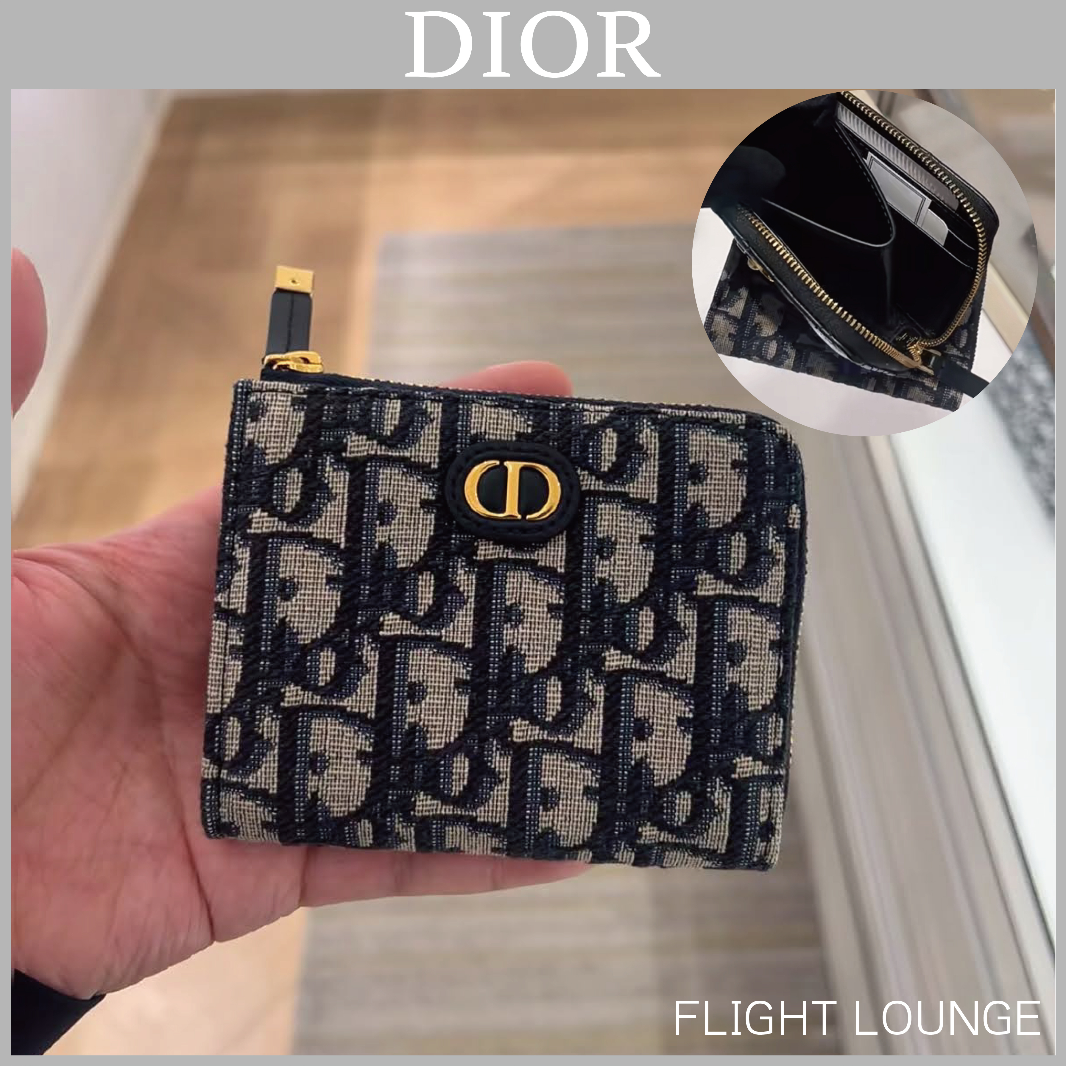 お札も入る☆DIOR オブリーク ZIPコンパクト ウォレット (Dior
