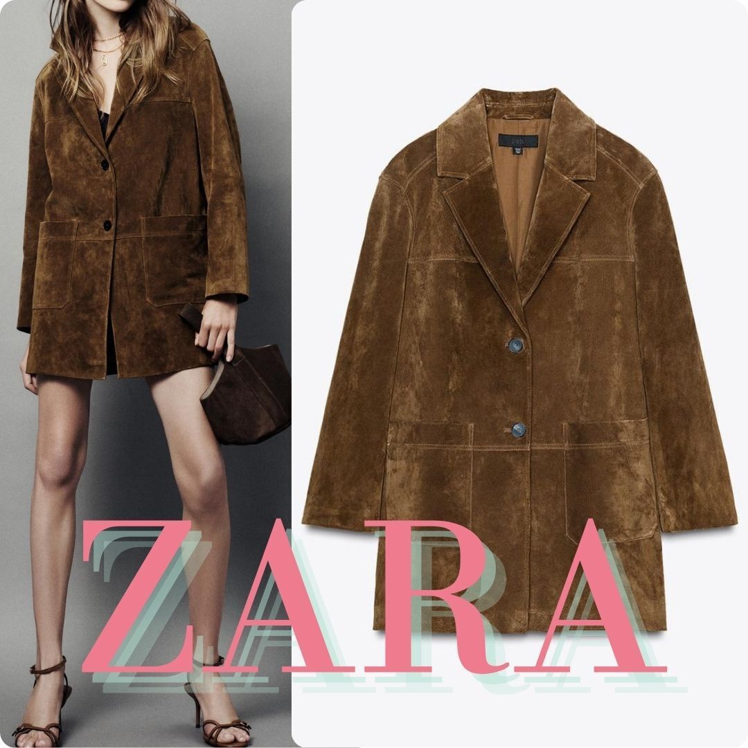 ZARA ロング丈 100% レザー製ジャケット 3046/255 (ZARA/レザー