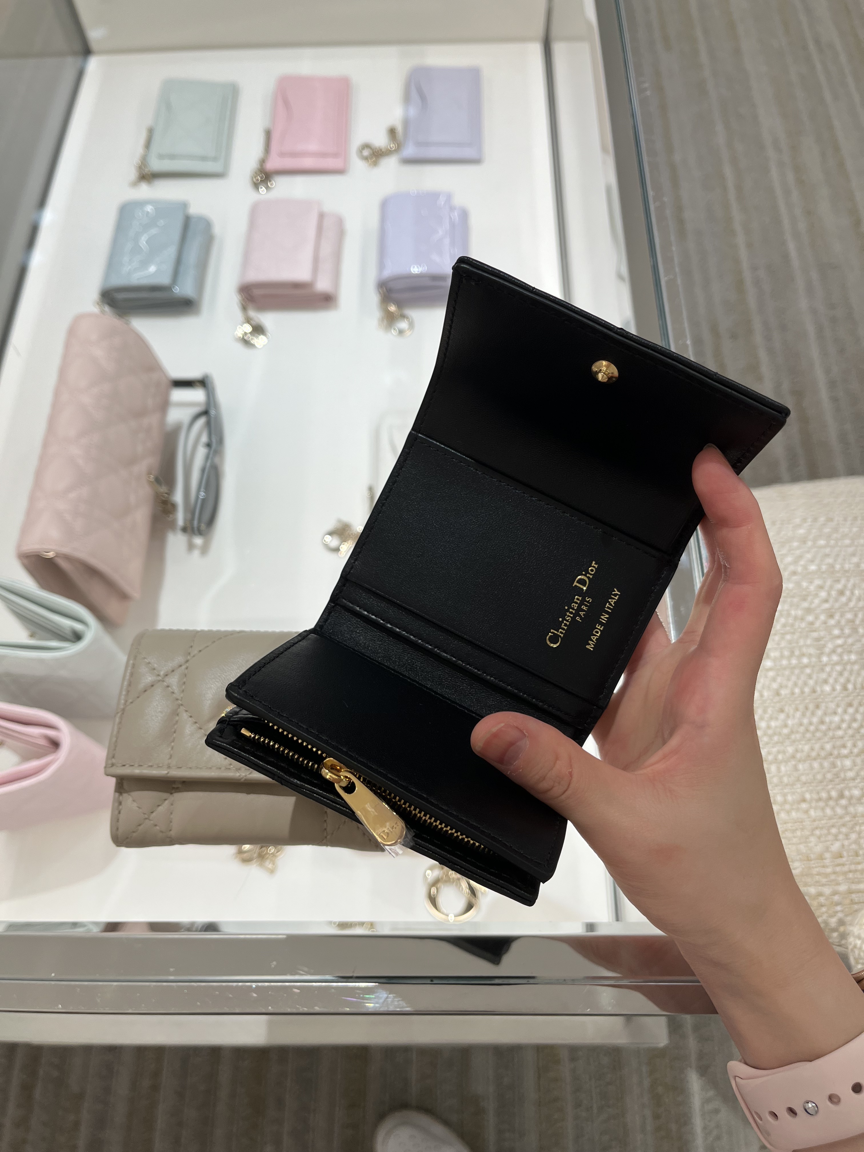 Dior☆Dior Caro Hibiscus クリスタル Lジップウォレット (Dior