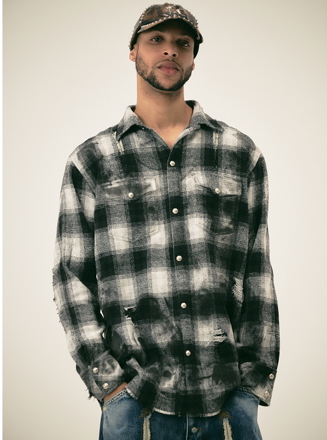 Thug Club Angels Damaged Shirt チェック シャツ Angels Damaged