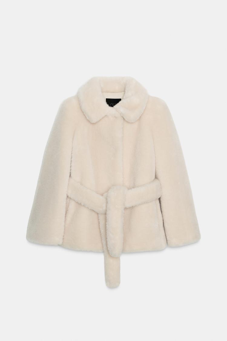 ZARA】ZW COLLECTION フェイクファーコート ベルト付き (ZARA/コート