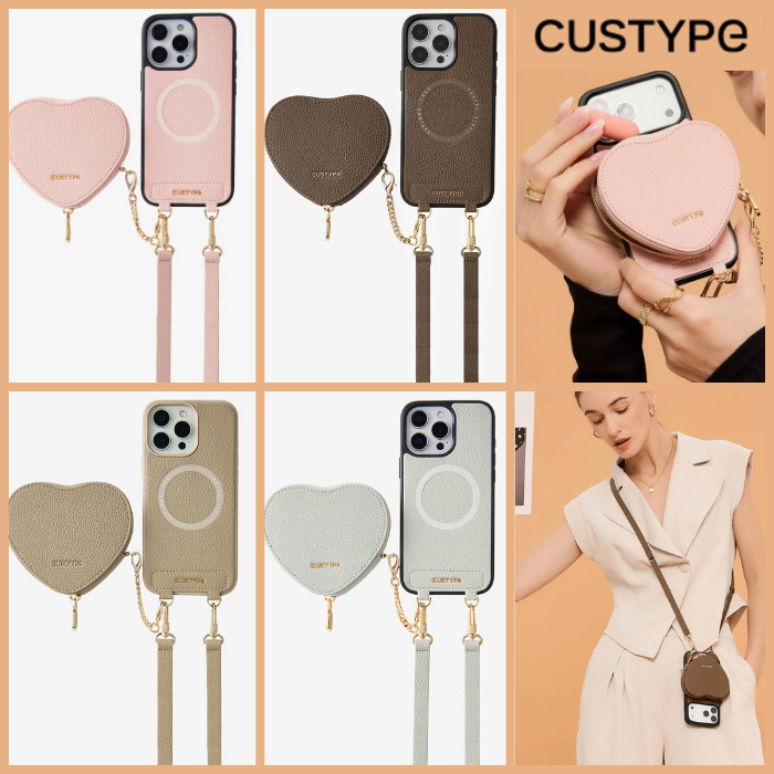新色【Custype】Heart Design Kit ポーチ付iPhoneケース 17対応
