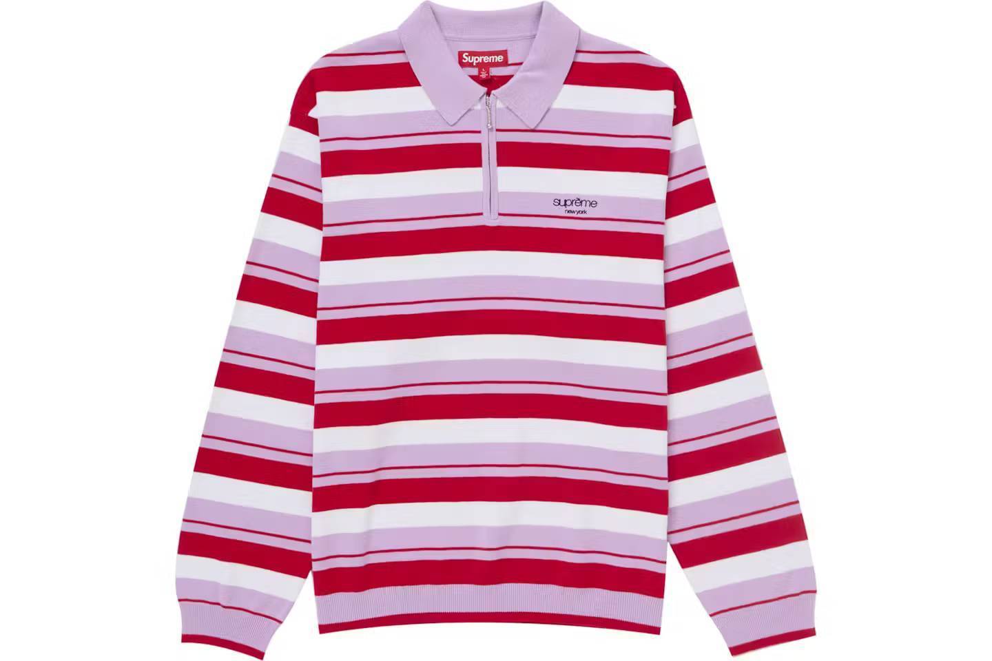 シュプリーム☆ストライプ長袖ポロ☆Stripe Zip L/S Polo (Supreme